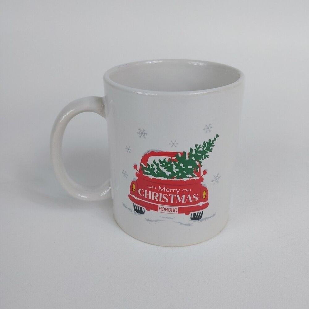 Christmas Coffee Mug with Tree and Old Red‎ Truck Merry Christmas Design